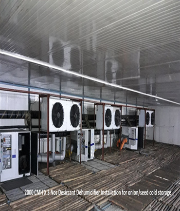 2000 CMH*3 Nos Desiccant Dehumidifers installation for onion/Seed Cold Storage